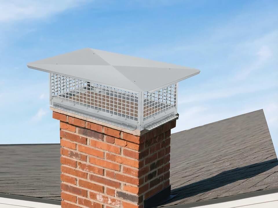 Stainless Steel Chimney Cap 8"x13"- Heavy-Duty Spark Arrestor with Fine Mesh, Windproof Animal Guard for Clay Tile/Brick Flues