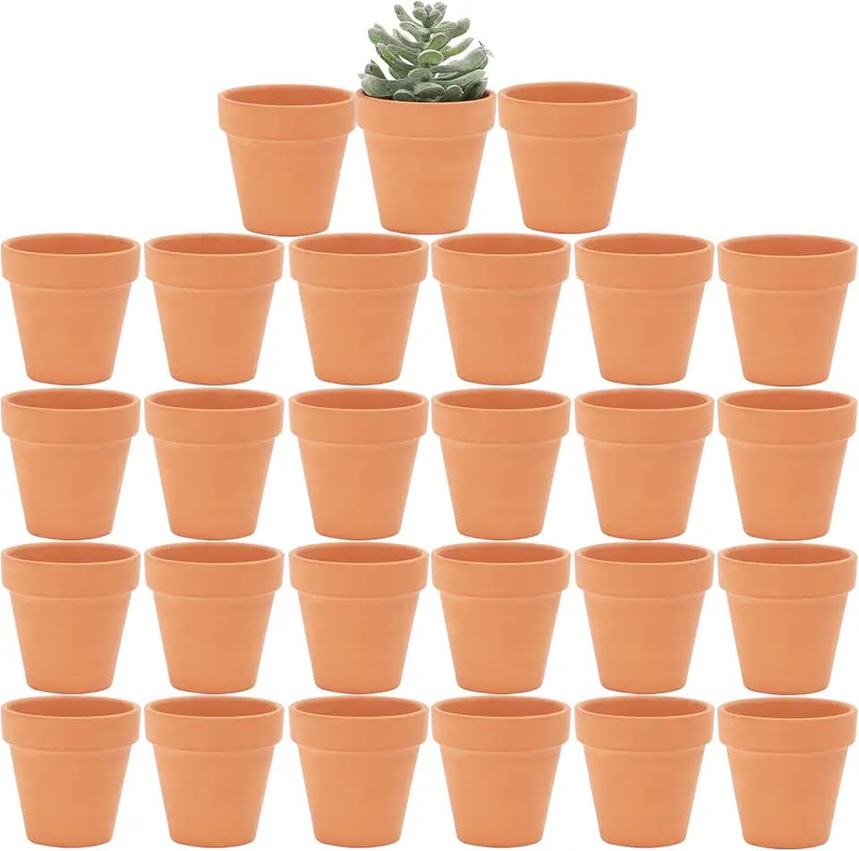 Yishang 2 inch Small Terracotta Pots with Drainage Holes,Mini Clay Ceramic Pottery Planter,Cactus Flower Nursery Terra Cotta Pots, for Indoor/Outdoor Succulent Plants, Crafts, Wedding Favor(27 Pack)