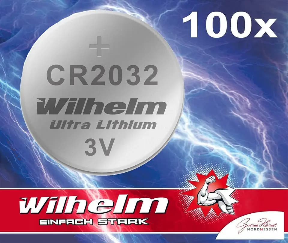 Wilhelm CR2032 Lithium Knopfzellen Batterien 3V CR 2032 – 100 Stück