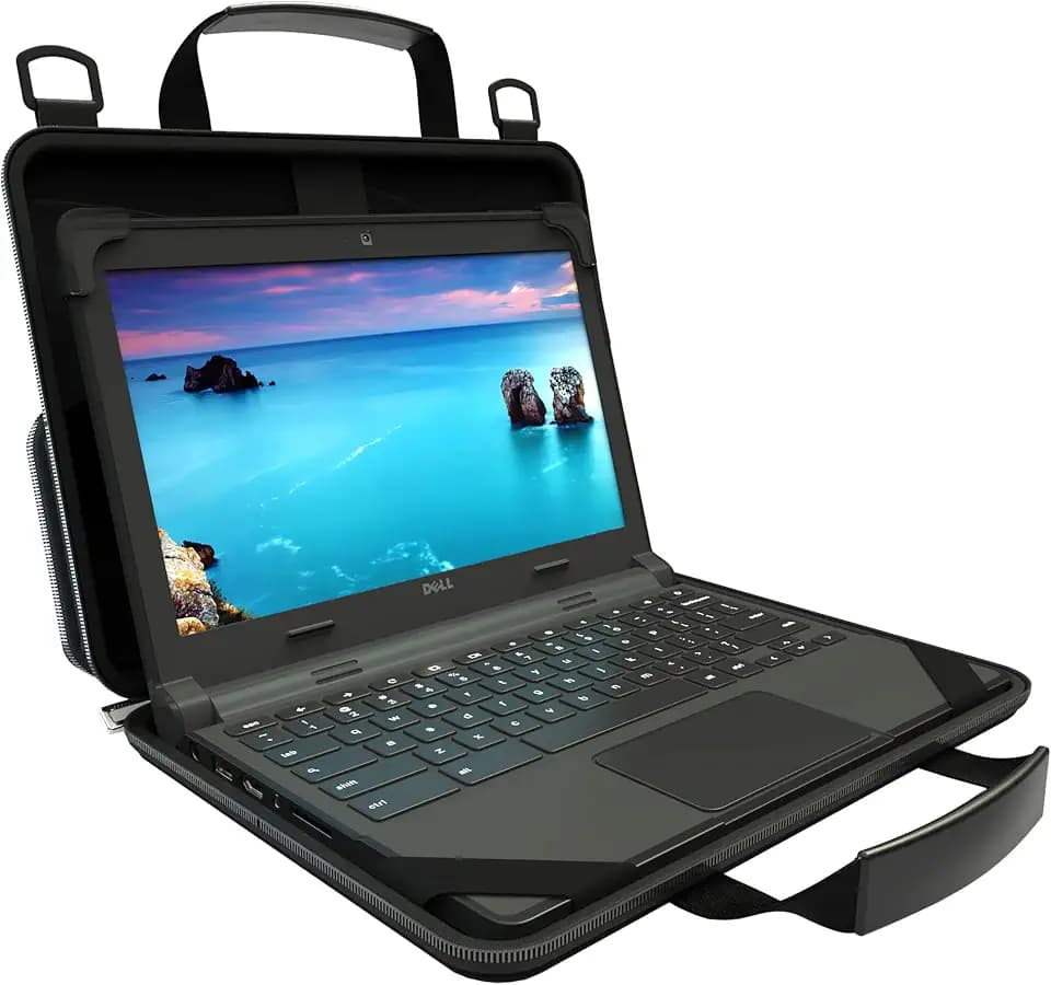 UZBL 11-11.6 Inch Always-on Chromebook Protective Hard Case with Adjustable Shoulder Strap and Carrying Handles