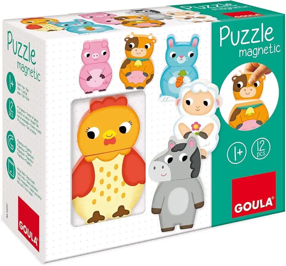 Goula 455245 Magnetisches Holzpuzzle Bauernhoftiere