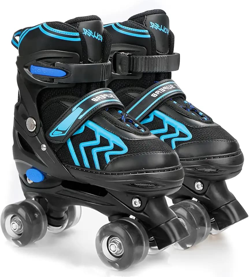 Kids Roller Skates for Boys Adjustable Roller Skates for Men Women Girls with 8 Wheels Lighting for Indoor Outdoor Quad Skates