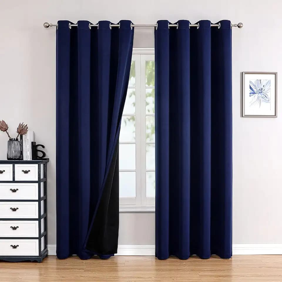 ChrisDowa 100% Blackout Curtains for Bedroom 84 Inches Long 2 Panels Set
