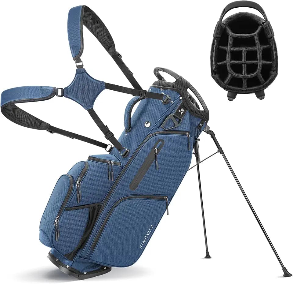 Findway 14 Way Golf Stand Bag [Upgrated Generous Space] Lightweight Golf Bag with Stand, Durable Golf Club Bag with Padded Dual Strap & Rain Cover for Men and Women