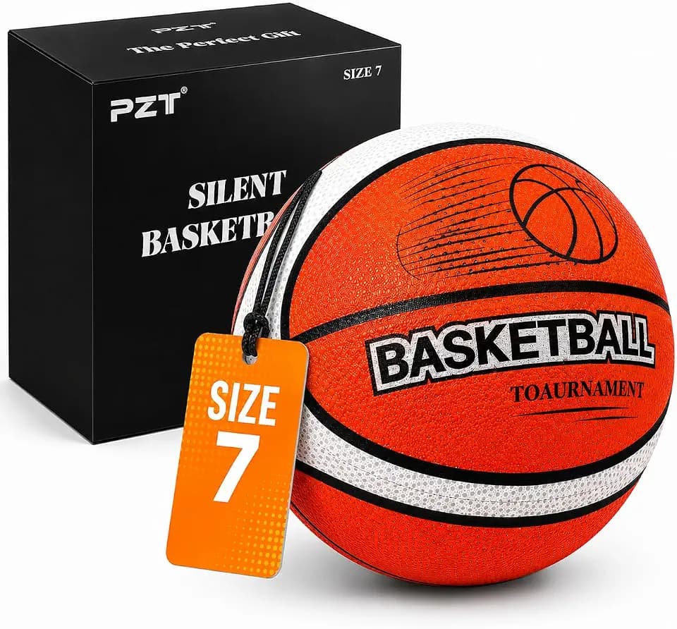 Silent Basketball with Fabric Cover, Airless Basketball for Quiet Dribbling and Indoor Training, Pro PU Foam Ball for All Ages, Ideal Gift for Birthdays or Christmas