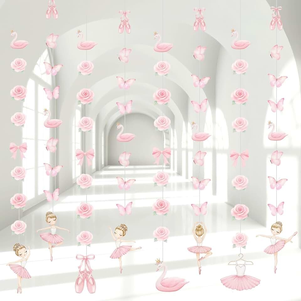 Daifunli 8 Pcs Ballerina Party Decorations Hanging Garlands Banner