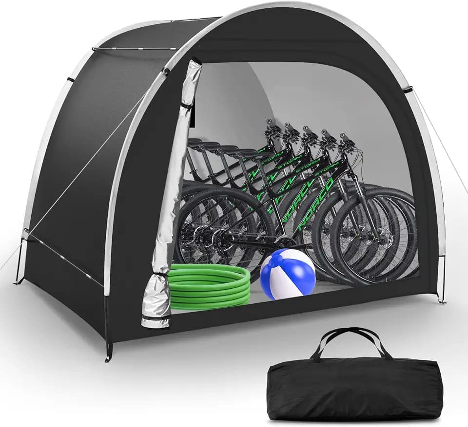 Bike Storage Tent, PU5000 Waterproof Outdoor Shed for 4 Bikes