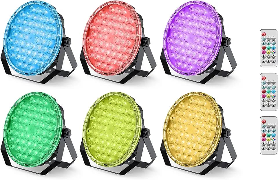 Betopper 54x1W RGB LED Stage DJ Par Lights with Remote Control, 6 Pack