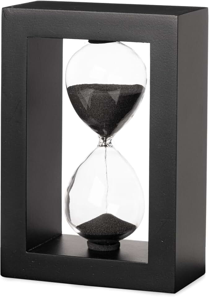Dekorative Sanduhr, rechteckig, Holzrahmen, 5 Minuten, elegante Dekoration für Zuhause und Büro, Produktivitäts- und Zeitmanagement-Werkzeug, Schwarz