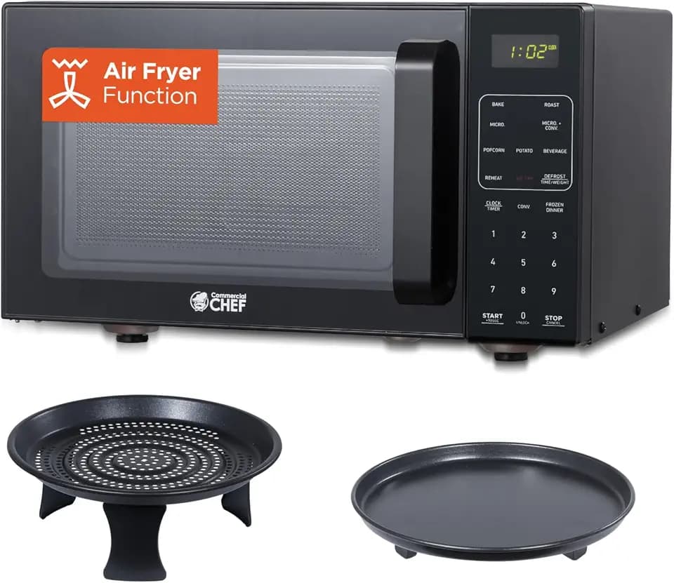 Commercial Chef 5-in-1 Countertop Microwave Air Fryer Combo, CHMF9BG, Black