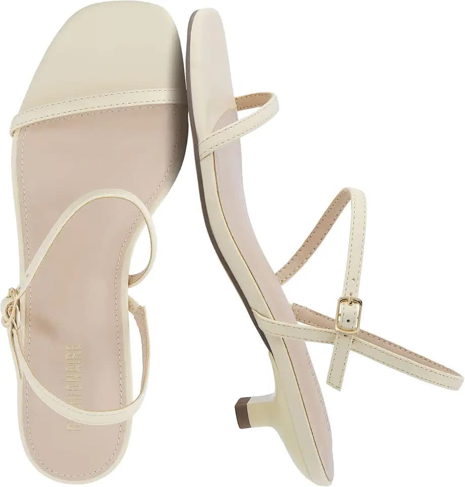 CUSHIONAIRE Soprano Women’s One Band Kitten Heel with Ankle Strap – Minimalist Dress Sandal with Memory Foam & Strappy Silhouette