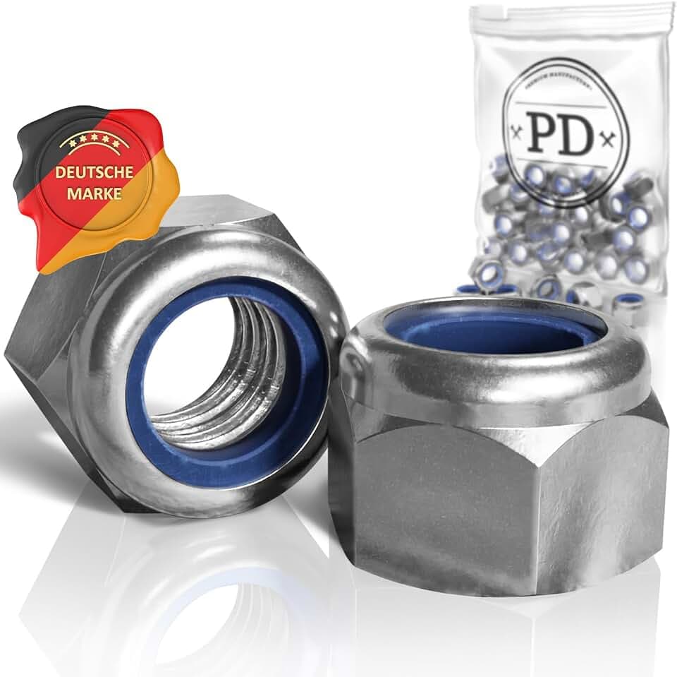 PD® Selbstsichernde Muttern M12 - Rostfreier Edelstahl A2 V2AA | 100 Stück