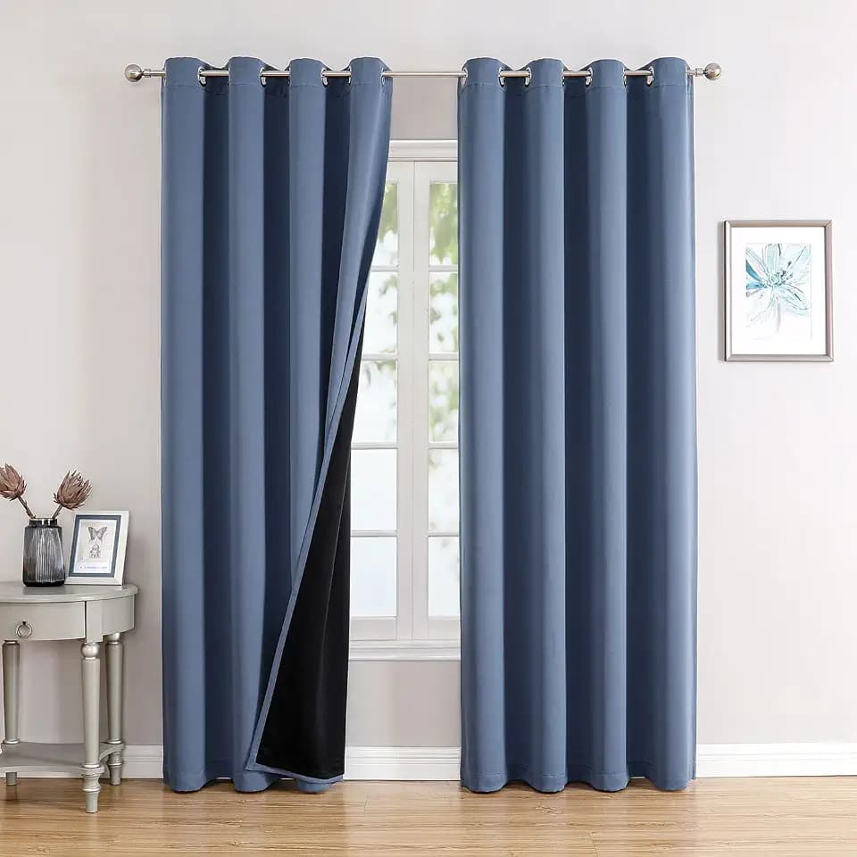 ChrisDowa 100% Blackout Curtains for Bedroom 84 Inches Long 2 Panels Set