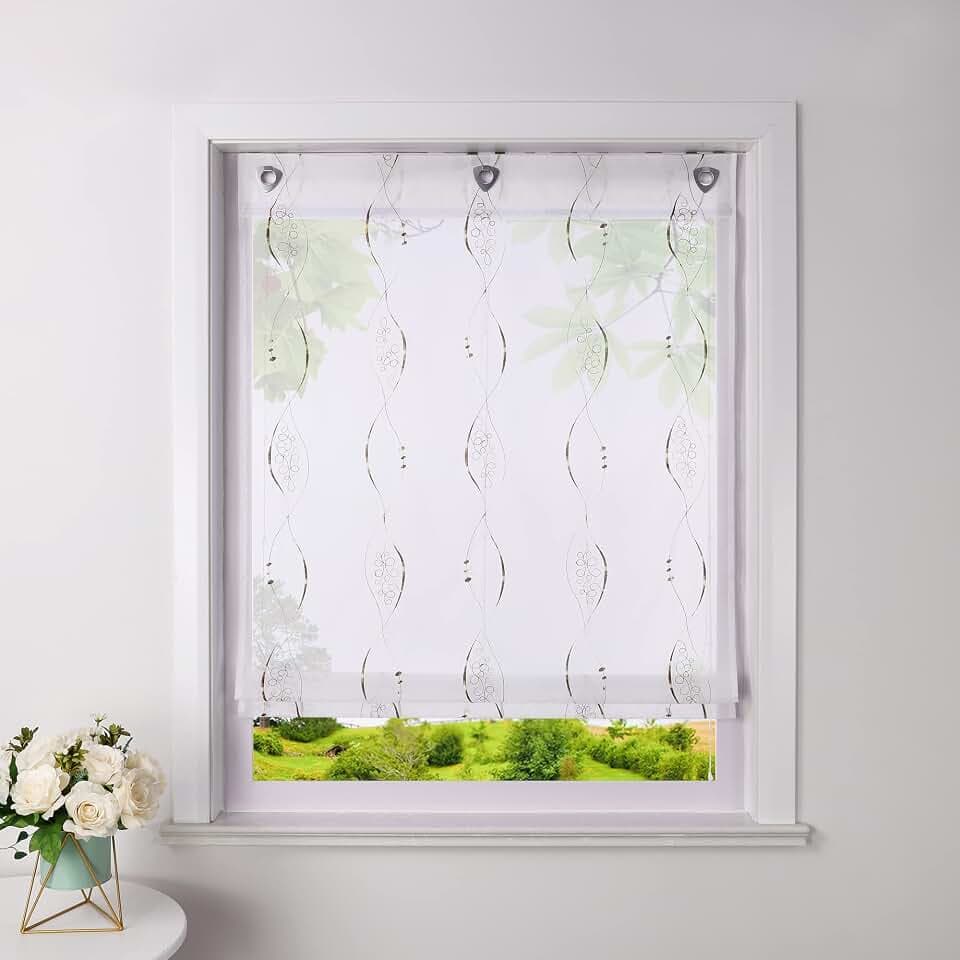 Heichkell Raffrollo ohne Bohren, Voile Raffgardine, Braun BxH 100x140 cm
