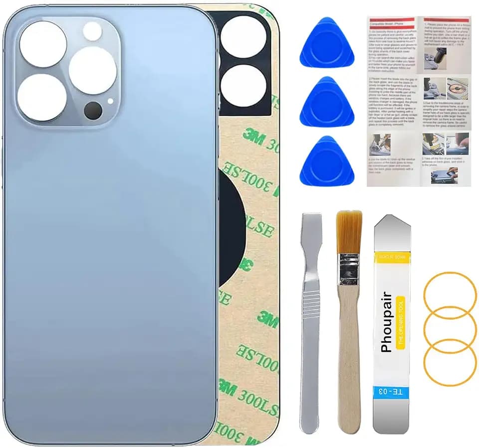 OEM Rear Back Glass Replacement for iPhone 13 Pro 6.1 Inches with Professional Repair Tool Kit (Sierra Blue)
