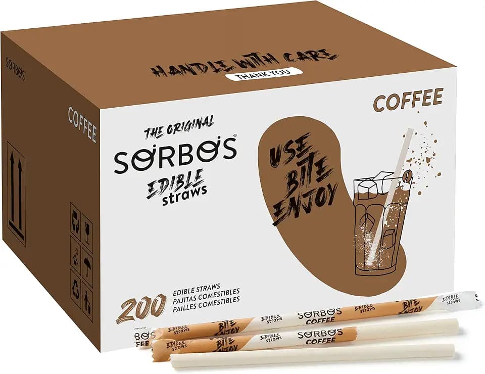 SORBOS Coffee Flavored Edible Straws, 7.4 in, 200 Count
