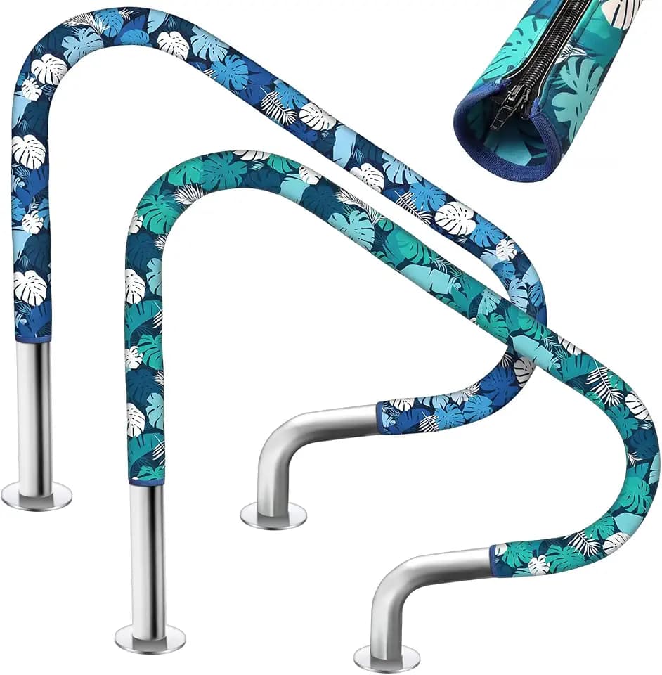 2 Pcs Pool Railing Covers 6 ft Slip Resistant Monstera Leaf Zip Style