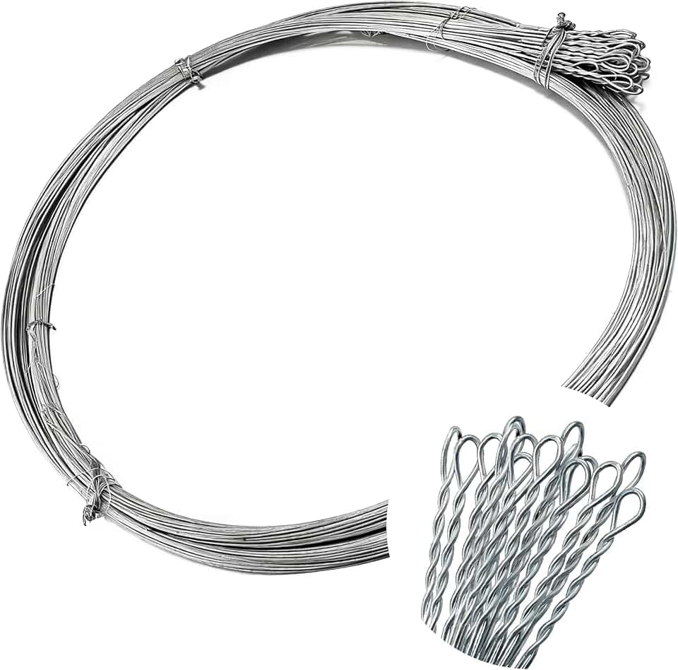 160PCS Baler Wire 14 Gauge 14 Ft,Baling Wires Ties Galvanized Steel Wire Roll,Heavy Duty Bailing Wire Cardboard 160 Count Bundle Single Loop,High Strength Thicker Diameter Safer Work
