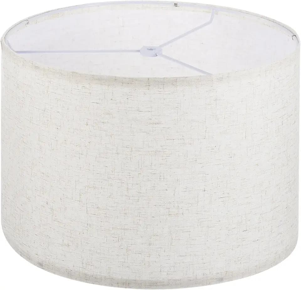 PATIKIL Drum Lamp Shades, 13"x13"x9" Linen Round Lamp Shade for Table Lamps Easy Assembly Lampshade for Table Lamps Floor Lamps Bedside, Beige