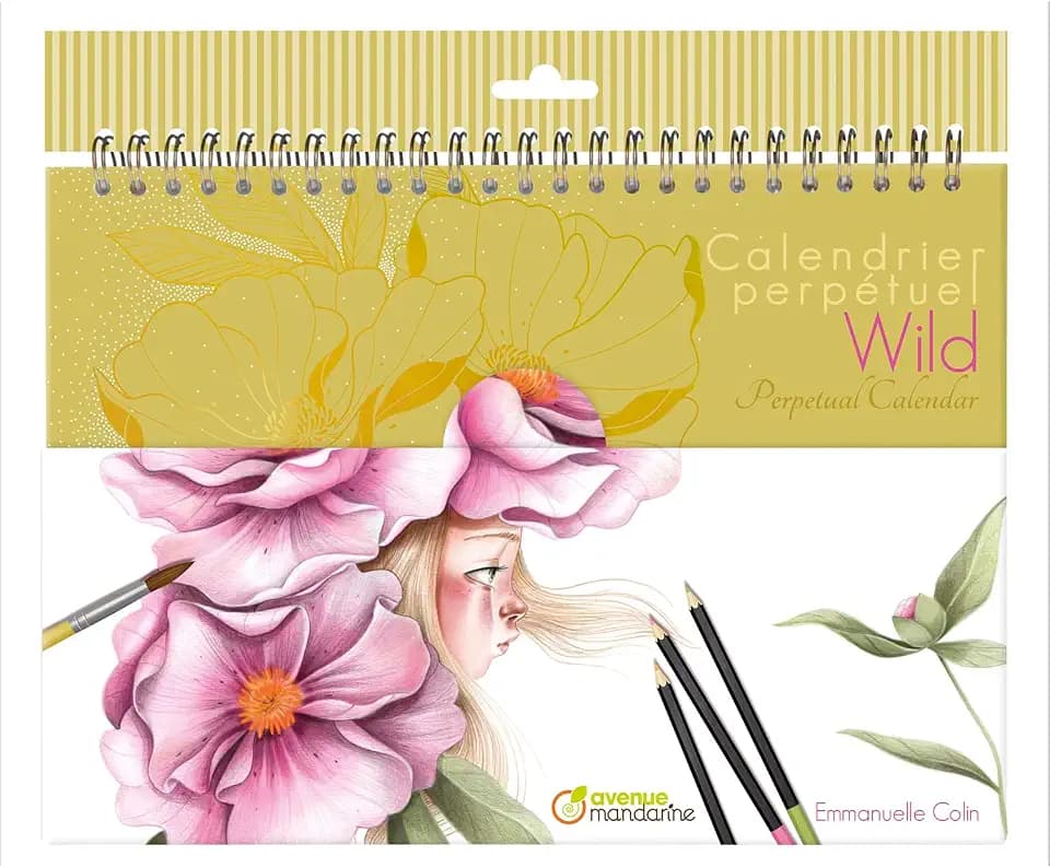 MY MANDARINE GY157C - Immerwährender Kalender / Bastelkalender / Tafelkalender, zum Ausmalen, 12 Bögen, DIN A4-Quer Format, Wild, 1 Stück
