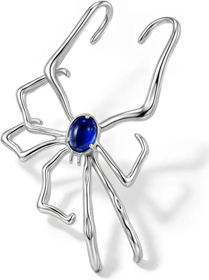 Jewseen Halloween Gothic Spider Ear Cuffs Earring for Women Men with Gem- One Piercing Adjustable Wrap Around Earring Hooks - Vintage Ear Clip on Jewelry for Gifts Halloween Cosplay Party