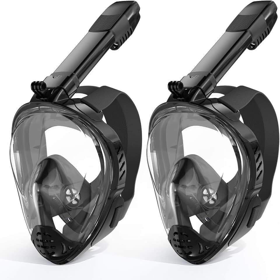 Full Face Snorkel Mask, Snorkeling Gear for Adults, Scuba Mask Diving Dry Top Snorkel Gear with Detachable Camera Mount, 180° Panoramic View Anti-Leak Anti-Fog Travel Package