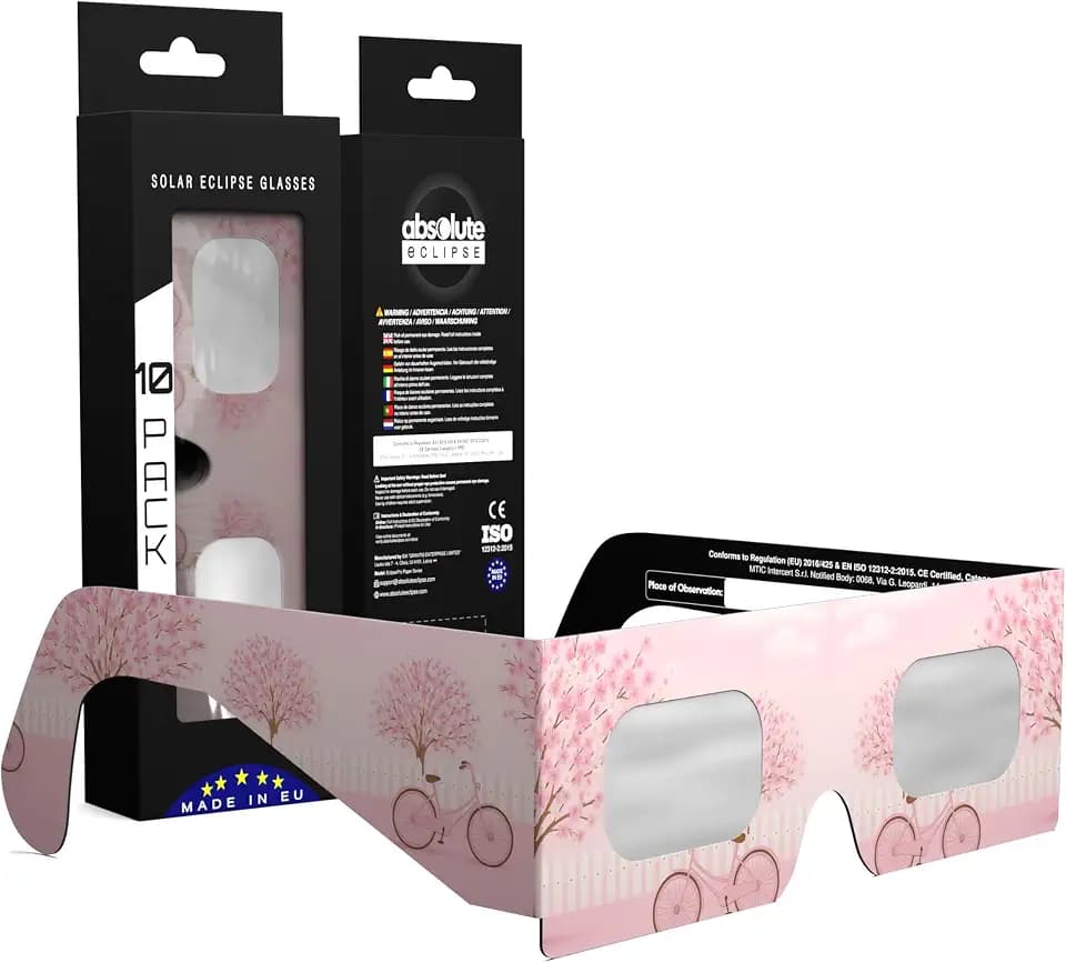 Absolute Eclipse Sonnenfinsternis Brille 2026 zum Sehen der Sonnenfinsternis - ISO 12312-2 CE Zertifiziert - 12. August 2026 - Erwachsene Kinder - EU Hersteller Anerkannt AAS - 55+ Designs