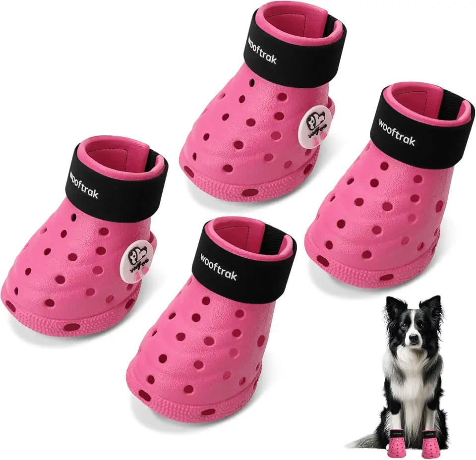 Dog Shoes Breathable Dog Shoe for Hot Pavement, Dog Booties and Paw Protectors, Non-Slip Waterproof Dog Sandals Boots (Pink+Black, M: (2.6’’x2.3'')(L*W))