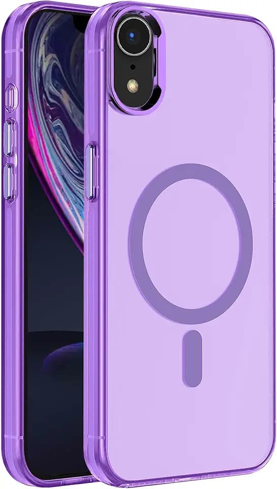 S. Tedazo Magnetic Case for iPhone XR (6.1 inch) Compatible with Magsafe,[Not Yellowing] Slim Thin Shockproof iPhone XR Case-Purple