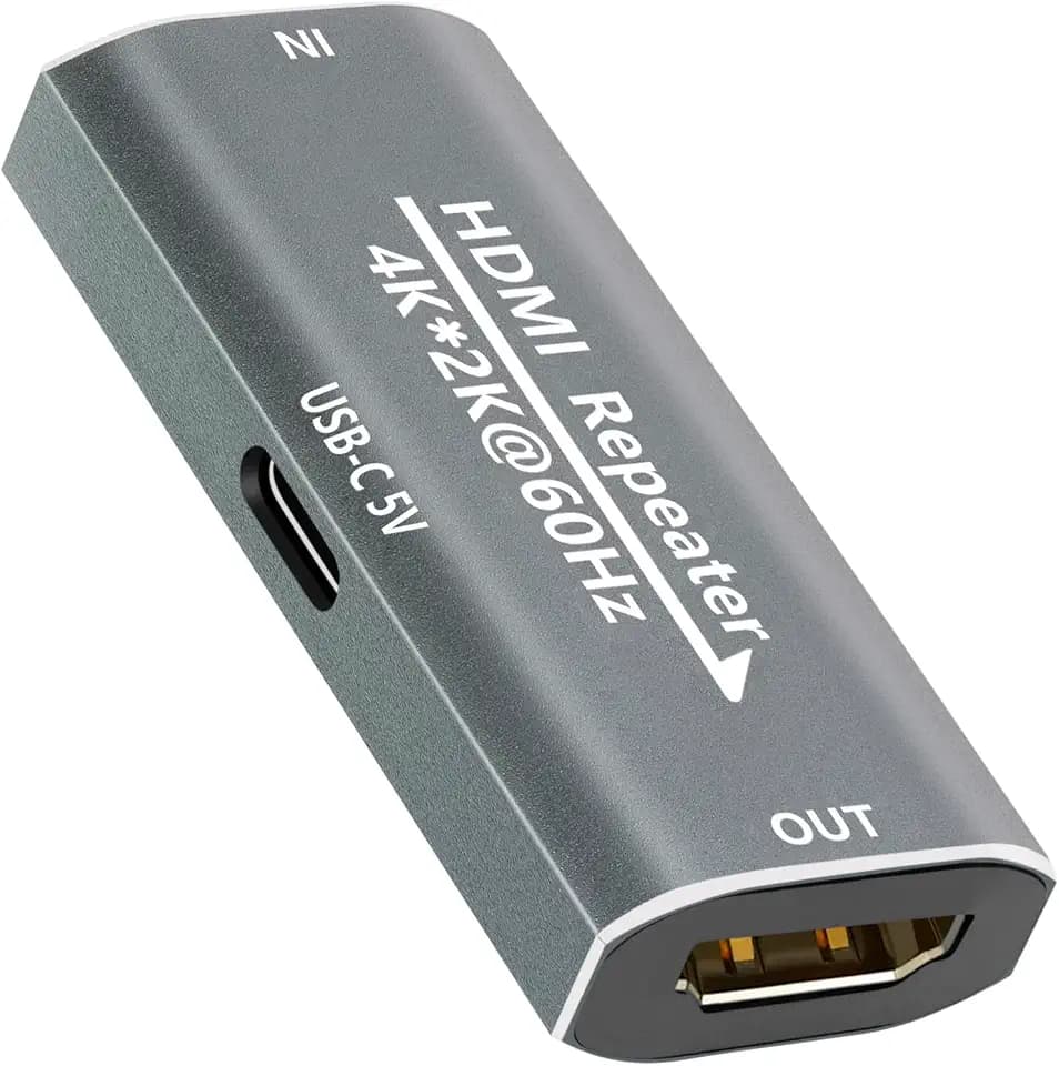 HDMI-Repeater 4K, 60 Hz, Extender, Buchse auf Buchse, Kabeladapter, 30 m, Signalverstärker für PS4/DVD/TV-Box uvm. mit USB-C-Netzteilanschluss