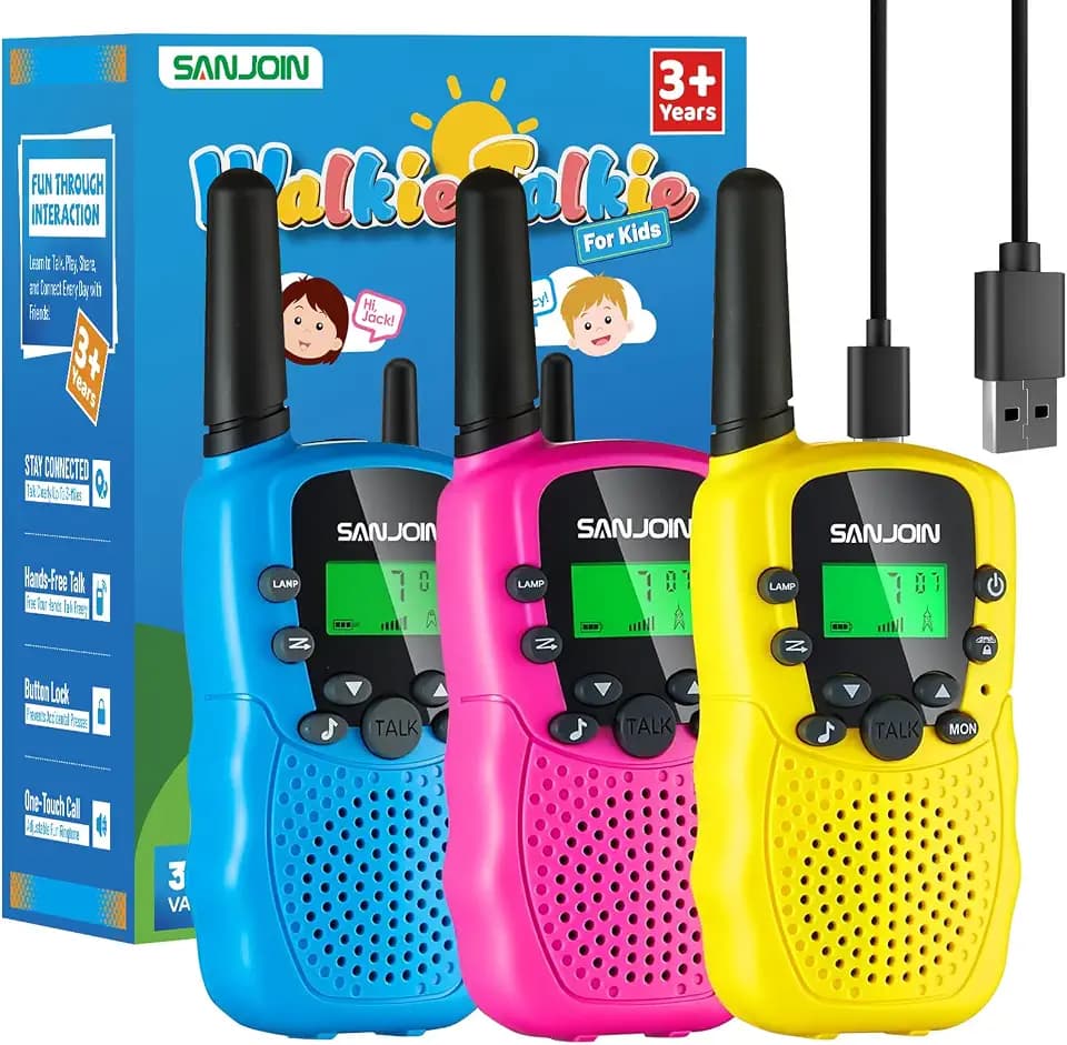 Rechargeable Walkie Talkies for Kids, 2000 mAH Last 3-4 Days 2 Way Radios, Toys for 3-12 Year Old Boys Girls to Outside, Camping, Hiking Birthday Holiday Easter Basket Stuffers Presents