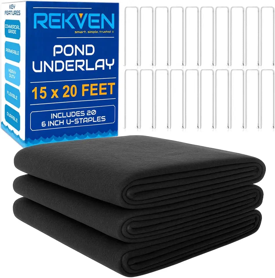 Pond Underlayment Fabric for Pond Liner, Nonwoven Geotextile, 15 x 20 Ft