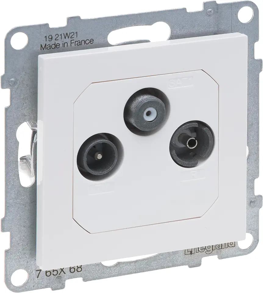 LEGRAND, SEANO Durchgangsdose TV-R-SAT, HD-TV, Anschlussdämpfung: 14 dB, Farbe: Ultraweiß, 765168