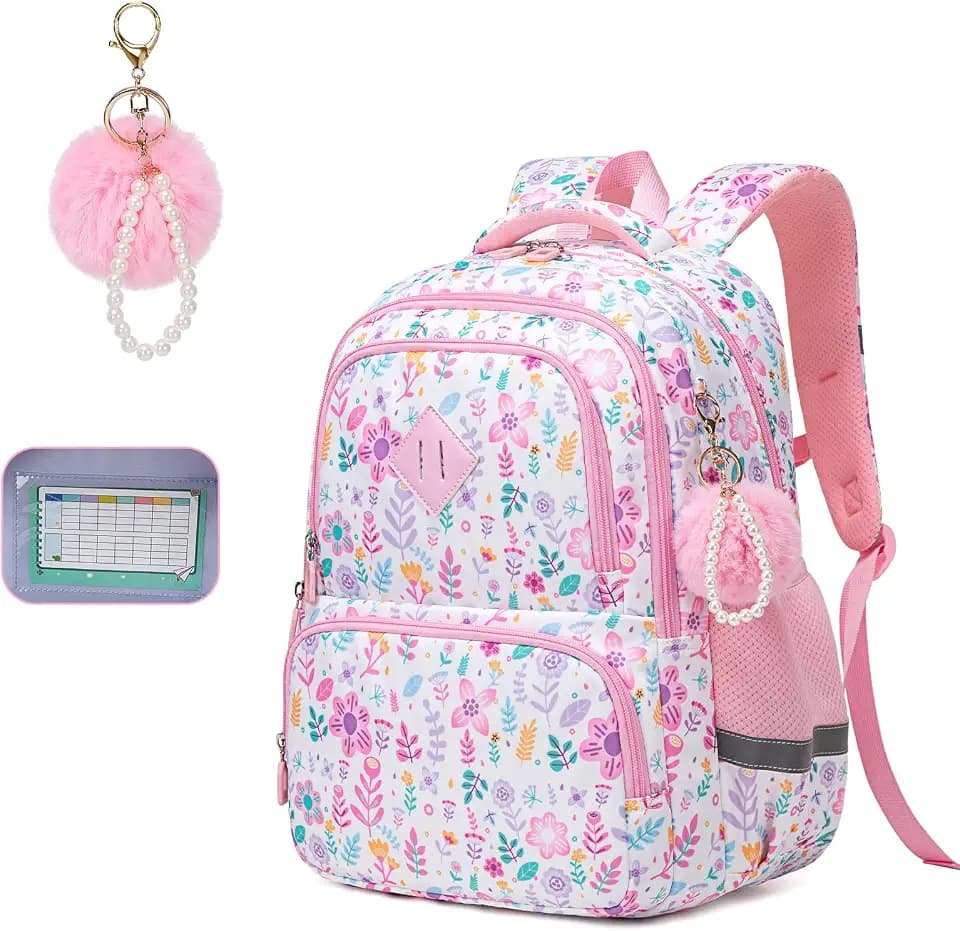 MUSEVOS Kids Backpack, Kawaii Printed Girls Bookbags for Preschool, Lightweight School Backpack for Primary and Elementary and Kindergarten, Waterproof Teen Backpacks