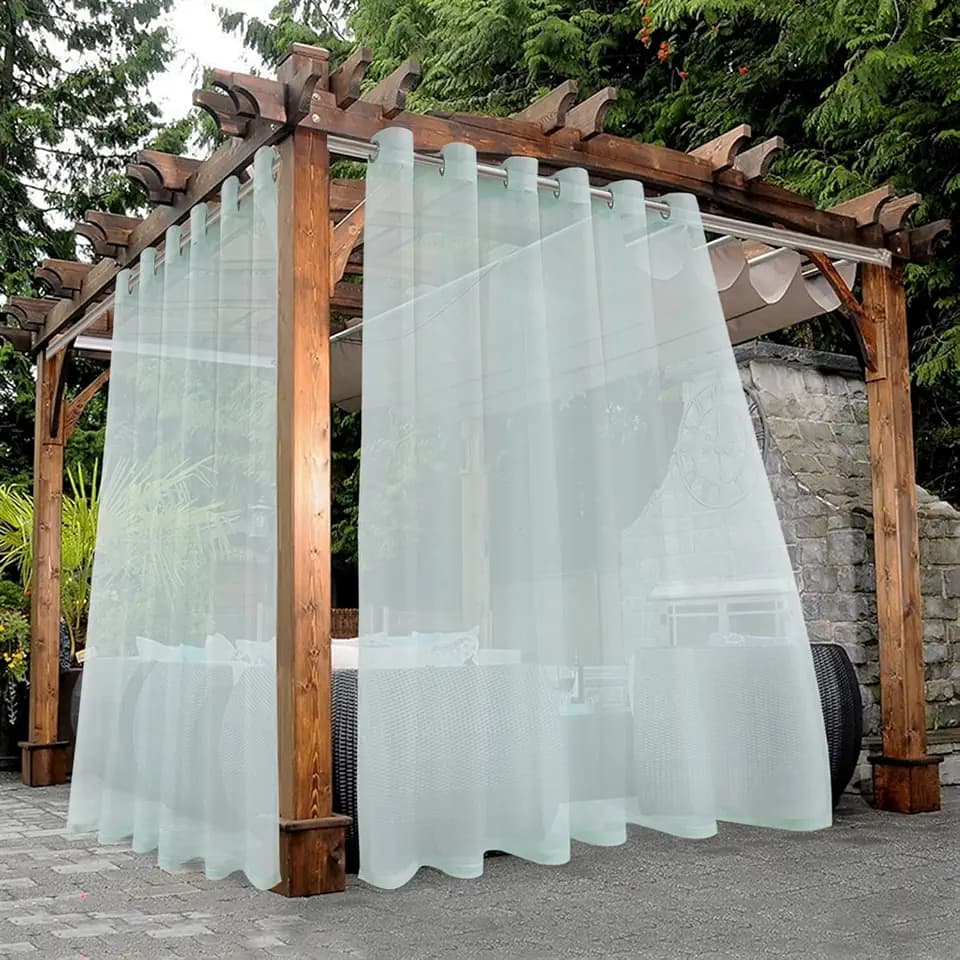 BONZER Sheer Outdoor Curtains for Patio Waterproof 2 Panels
