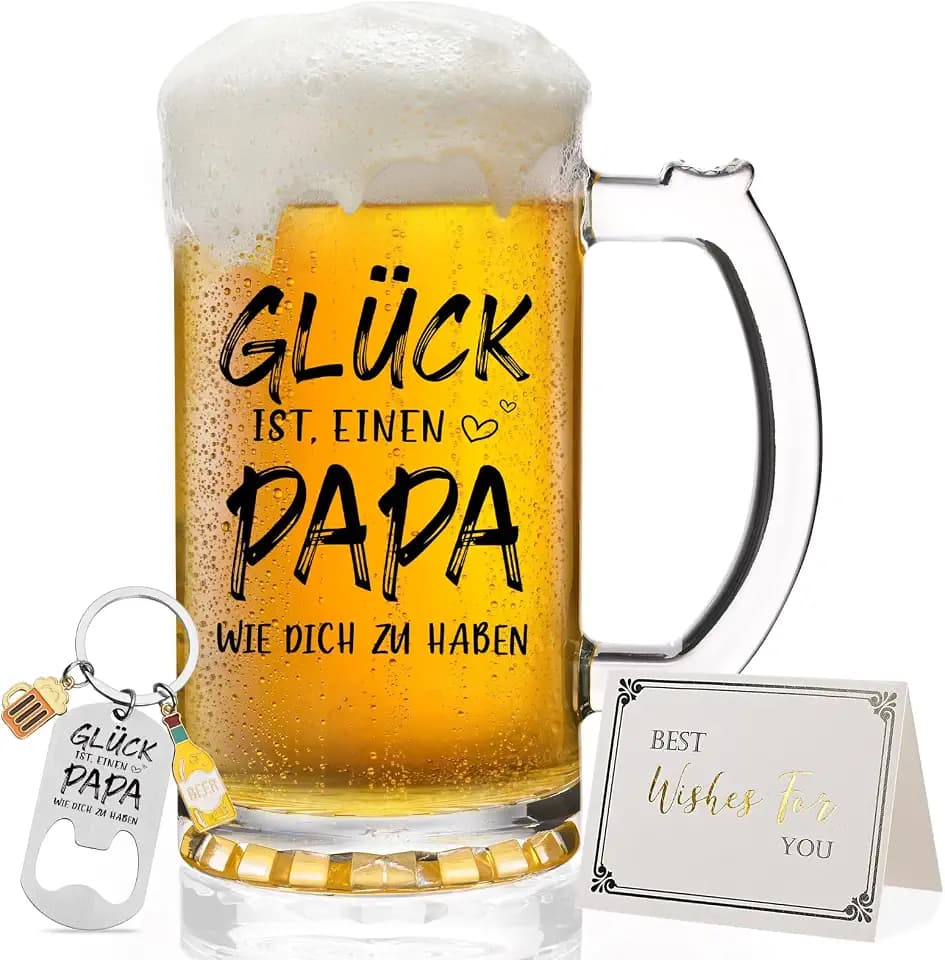 Joymaking Bierkrug mit Gravur, Personalisiertes Geschenk für Papa, Bierglas für Vatertag, Geburtstag, Weihnachten - 0,5L