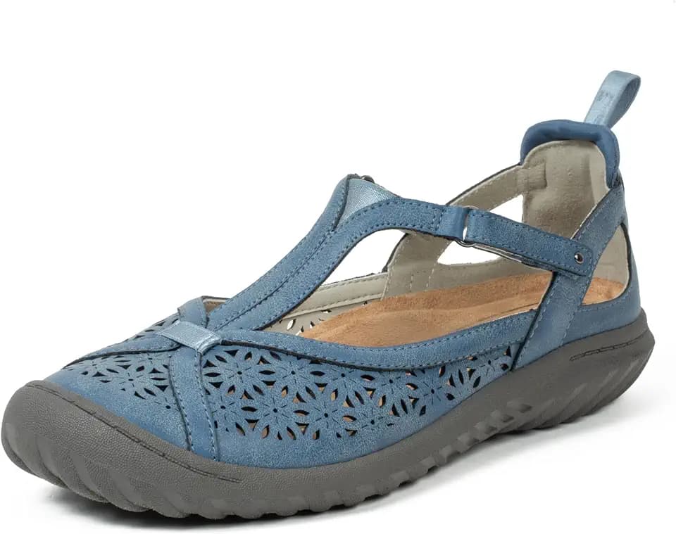 JBU Women's Daffodil Comfort Casual Mary Jane T-Strap Flats