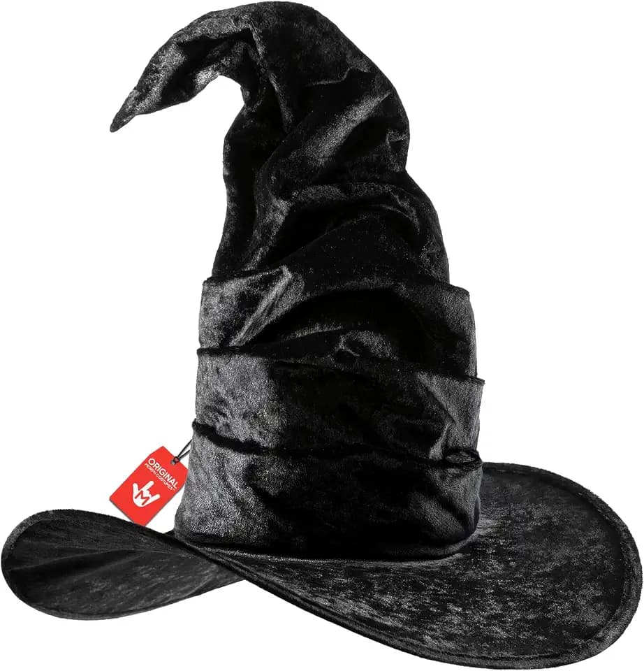 Morph Witch Hat, Black Ruched Wide-Brim for Witch Costume