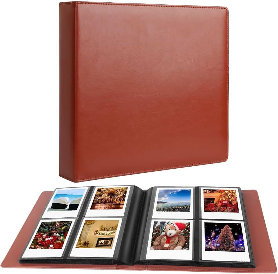 192-Taschen großes Fotoalbumbuch für i-Type Quadrat-Polaroid-Fotos (88x107mm) und Instax Wide-Film (108x86mm) Bilder (Braun)