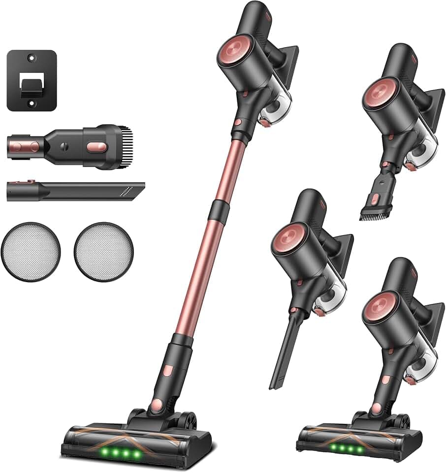 Vexilar V10PRO Akku Staubsauger, 45000Pa 450W Staubsauger - Bis zu 45 Min Laufzeit, Green LED, Touchscreen, 6-in-1 Leicht kabelloser Staubsauger Für Tierhaare Hartböden Teppich Auto