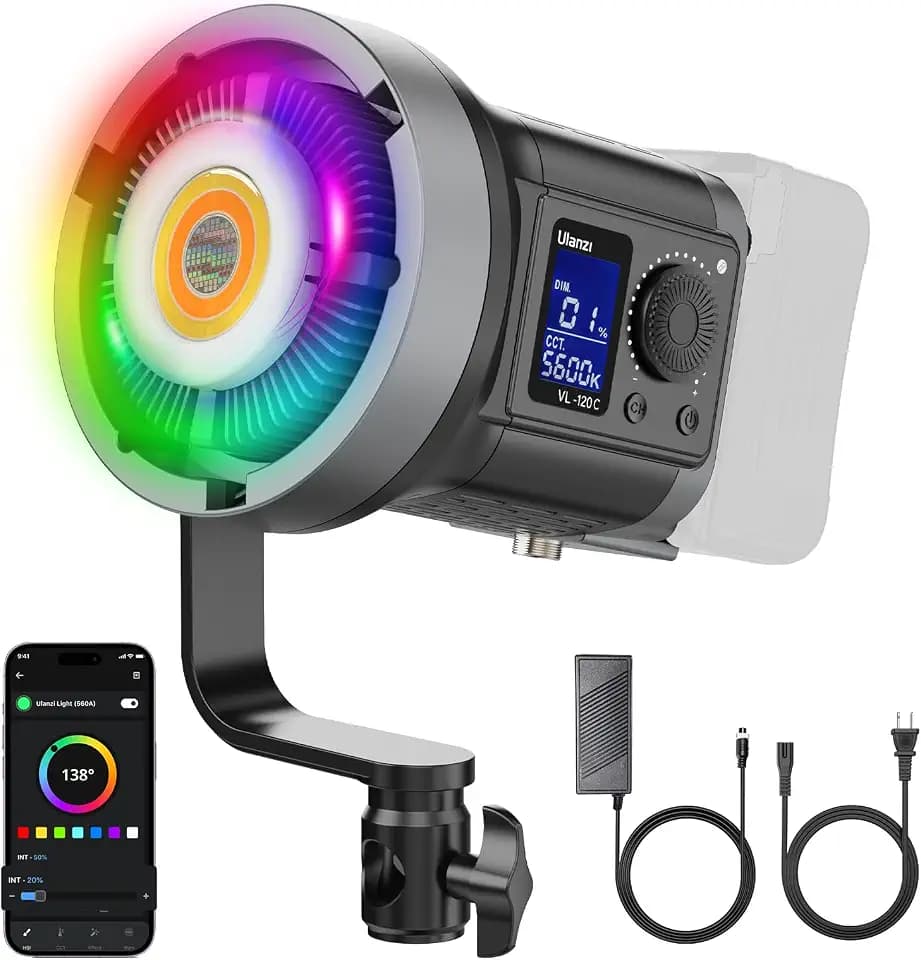 ULANZI 120W RGB Video Light COB LED Photography Lighting with Adapter & APP