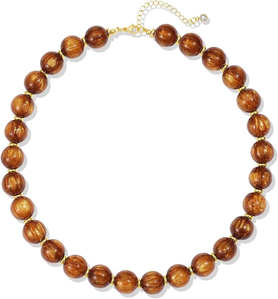 Colorful Beaded Necklace for Women Chunky Resin Beads Choker Necklaces Boho Statement Necklace Summer Vacation Y2K Jewelry