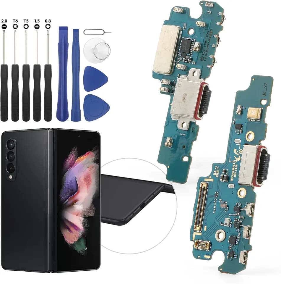 Dock Connector for Samsung Galaxy Z Fold3 5G Charging Port Flex Cable Replacement for Samsung Z Fold 3 5G F926U USB Charger Dock Board Connector with Tools(Black)