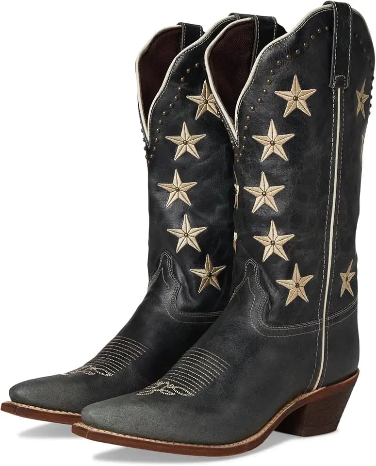 Laredo Womens Serenade Patriotic Snip Toe Pull On Casual Boots Mid Calf Low Heel 1-2" - Blue