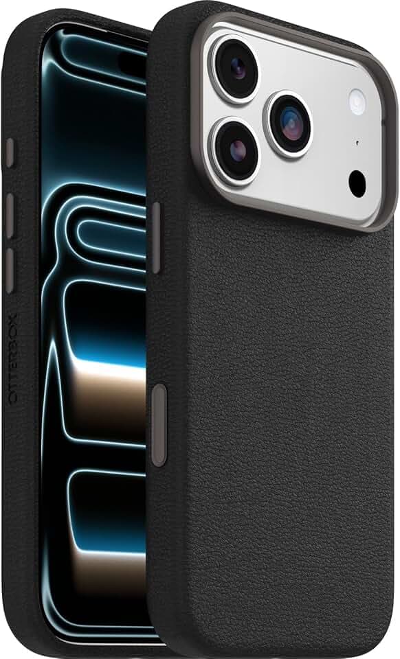 OtterBox Symmetry Cactus Leather Hülle für iPhone 18 Pro/17 Pro, Schwarz