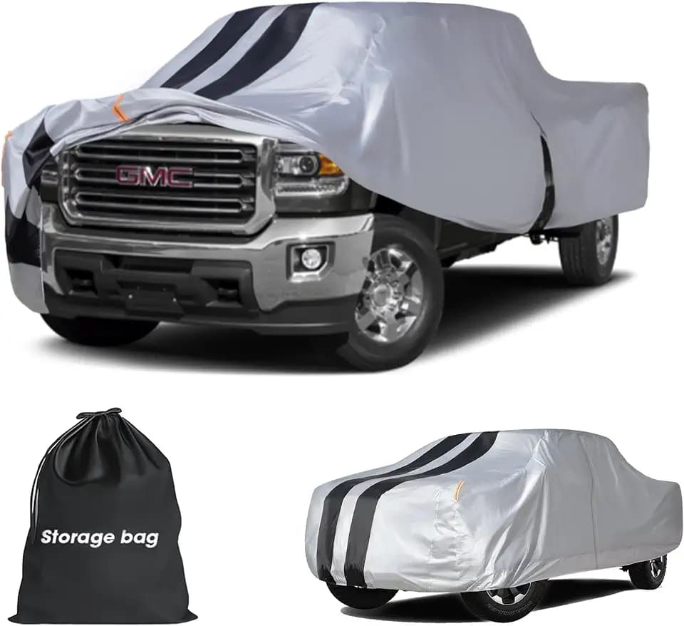 GMC Sierra 2500/3500 Truck Cover Custom Fit 2020-2026 Crew Cab Long Bed(8') with Door Zipper, 10 Layers Outdoor Heavy Pickup Truck Cover Waterproof All Weather, Wind Dust Sun Protector.
