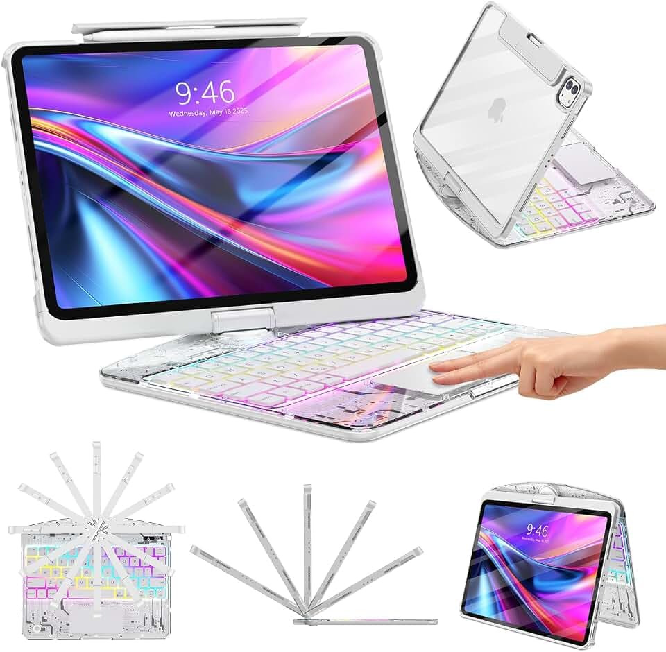 TSQQST Clear Wireless Keyboard Case for iPad Pro 13 Inch M5/M4 2025/2024