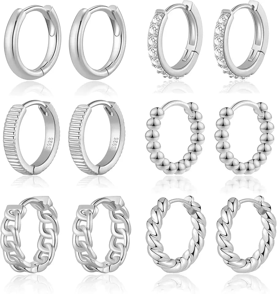 Sterling Silver&Gold Plated Small Hoop Earing Set for Women Hypoallergenic