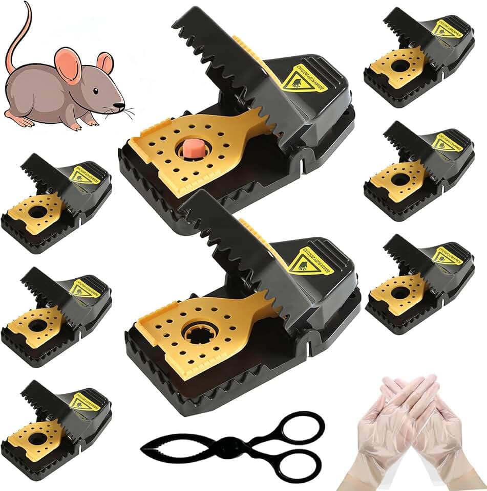 professionelle rattenfalle schlagfallen 9 Stück mausefalle testsieger tödlich effektiv, Wiederverwendbar mausfallen für drinnen und draußen mäusefalle（2 große & 6 kleine） Kunststoffzange inklusive