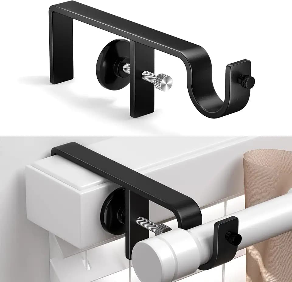 Over-Blinds Curtain Rod Brackets for Outside-Mounted Blinds, Fits 1.2"-2.2" Headrails